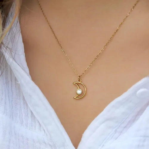Collier acier et nacre minimaliste - By Hélène