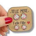 Puces d'oreilles mère fille motif cerises - By Hélène