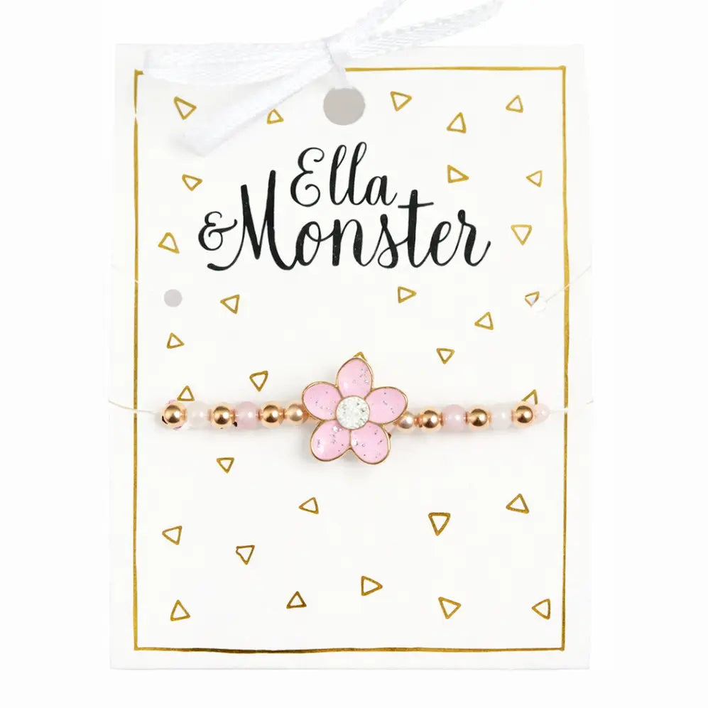 Bracelet perles avec breloque fleur pour fille – By Hélène