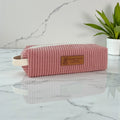 Trousse écolière velours côtelé rose