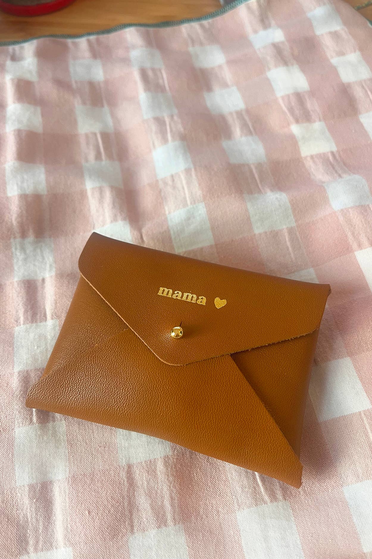 Pochette enveloppe cuir artisanale porte-cartes - By Hélène
